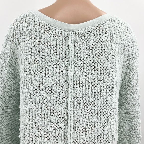 Free People Seafoam Mint Nubby Knit Songbird V-Neck Pullover Sweater Size Small - Picture 8 of 12